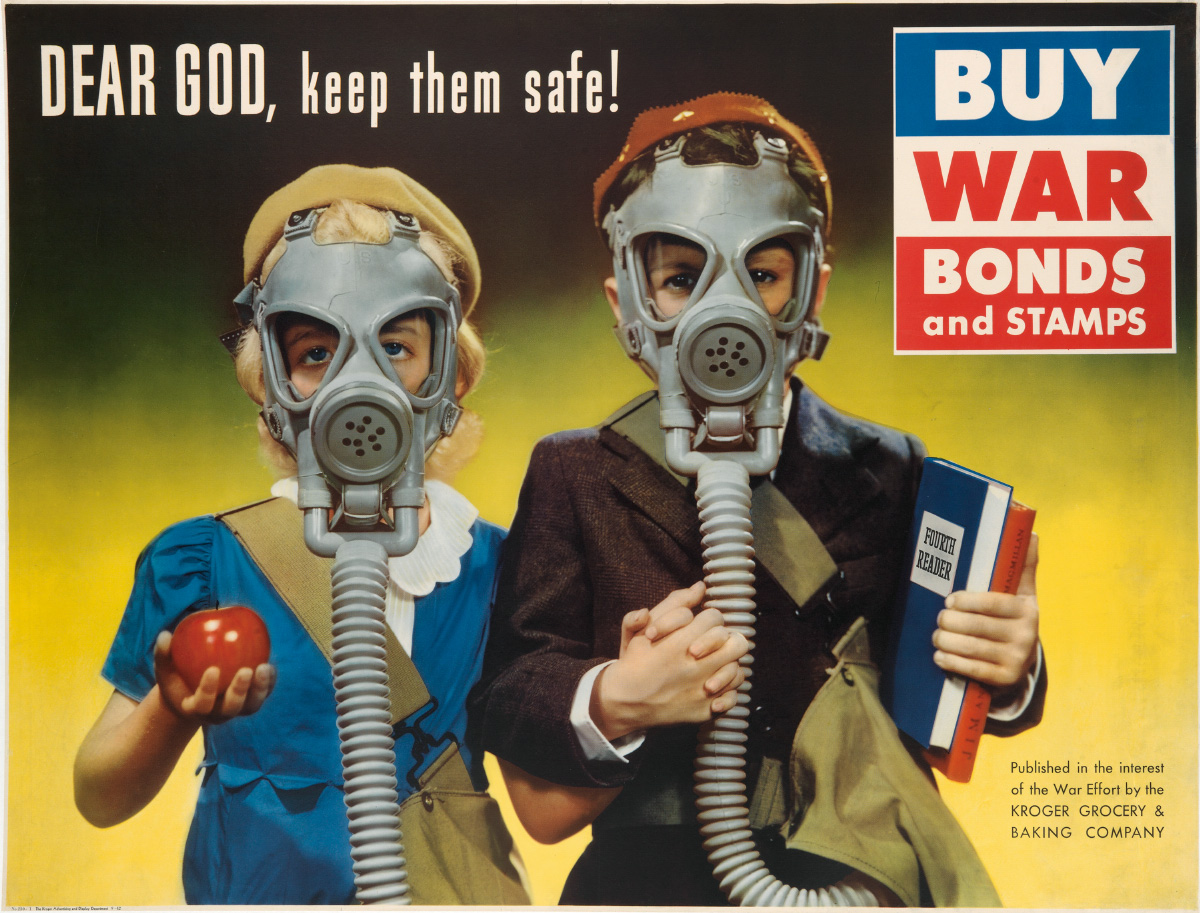 DESIGNER UNKNOWN. DEAR GOD, KEEP THEM SAFE! / BUY WAR BONDS AND STAMPS. 1942. 35x47 inches, 90x119 cm.